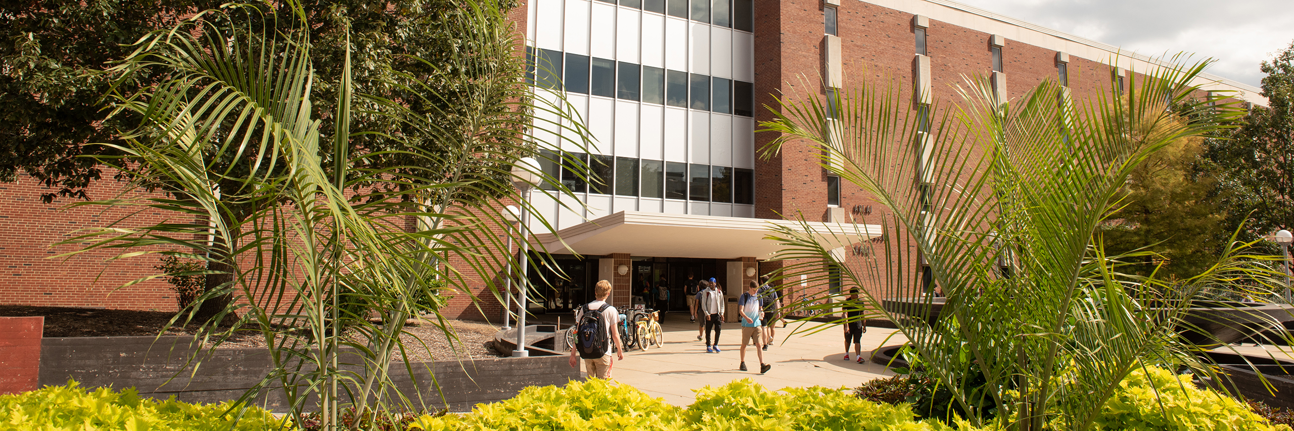 Students walking in front of the Stevenson Hall building